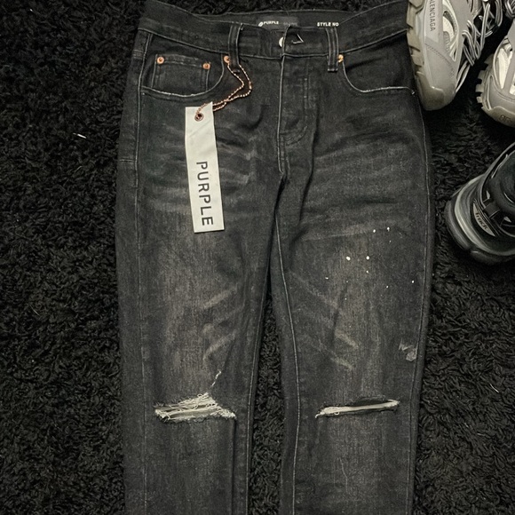 Purple Men's Skinny Jeans - Black - Picture 1 of 5